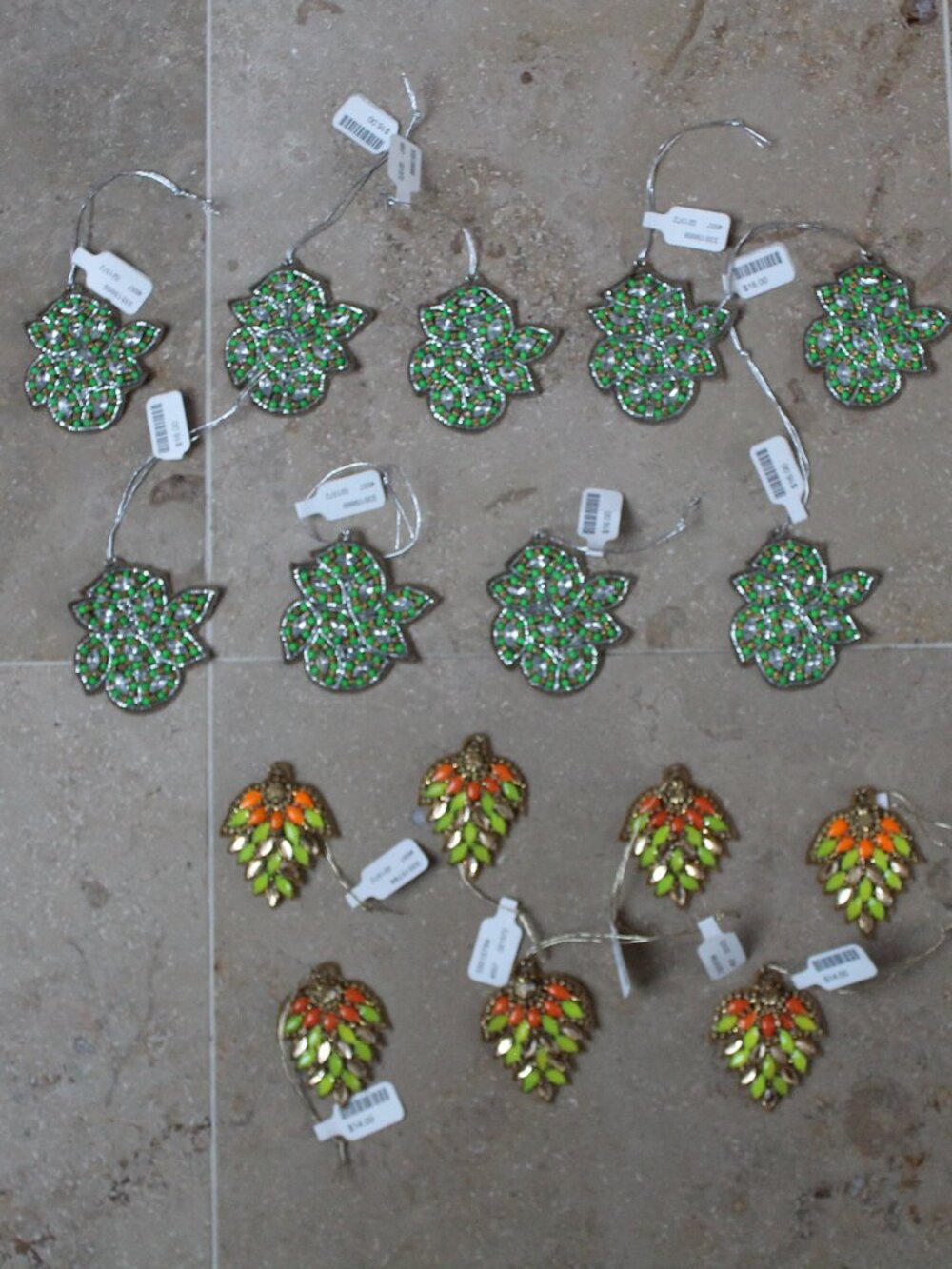 Set of 16 Anthropologie Christmas Ornaments Holiday Beaded made in India